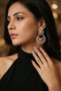 Rose Gold Finish Stylish CZ Studded Chandbali Drop Earrings for Women and Girls, Floral Top Motif Party, Wedding Jewellery, Sparkling Statement Dangle Western Earrings for Festive-01