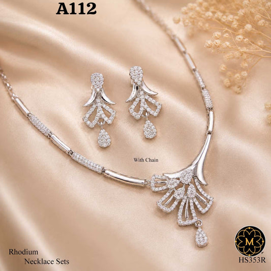 Ad Silver Rodium Plated Necklace HS353 R