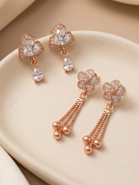 Elegant Sparkling Stone Stud Earrings Combo for Women and Girls