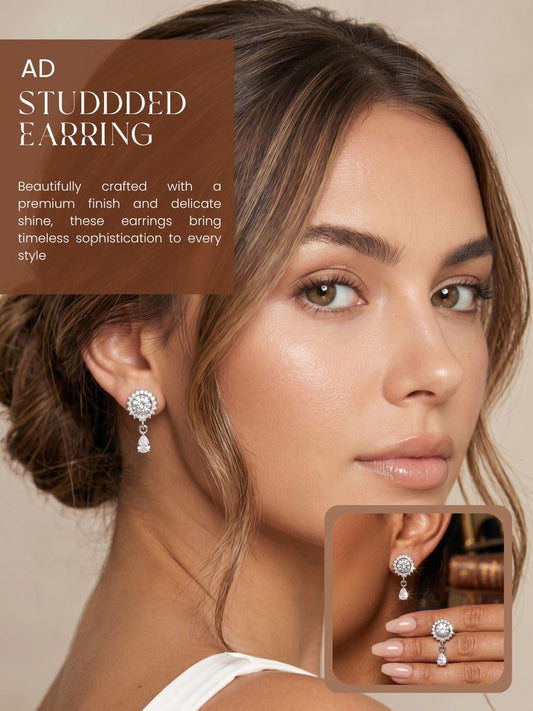Elegant Sparkling Stone Stud Earrings Combo for Women and Girls
