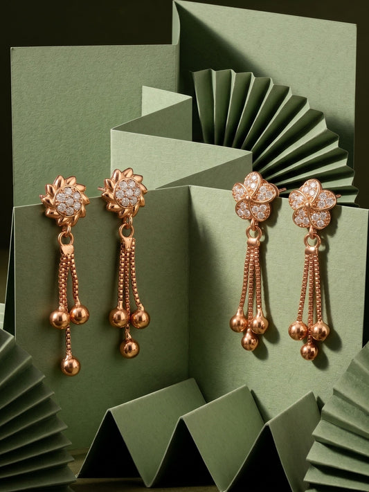 Elegant Sparkling Stone Stud Earrings Combo for Women and Girls