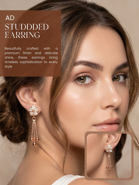 Elegant Sparkling Stone Stud Earrings Combo for Women and Girls