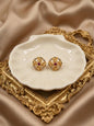 Gold Plated Floral & Geometric CZ Stud Earrings for Women, Ruby Centre Stone with Sparkling CZ Accents, Ethnic Traditional Party Jewellery, Lightweight Everyday Small Office Earring-03