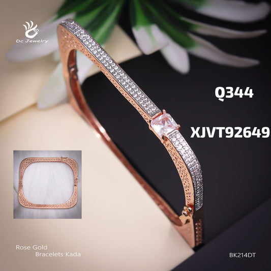 AD DOUBLE TONE/ RODIUM / ROSE GOLD (COPPER) BRACELATE KADA- BK214