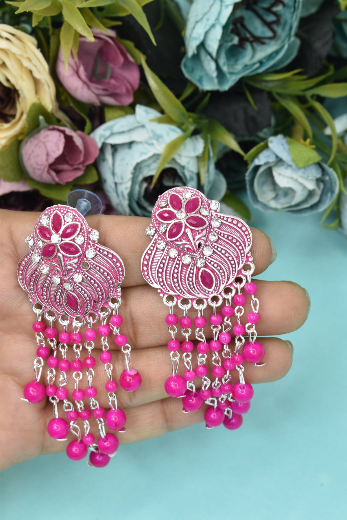Earrings Jhumaki,Jumakas big,jhumkiyaan for women,Stylish partywear multicolored German silver earrings,big partywear bollywood style Earrings  