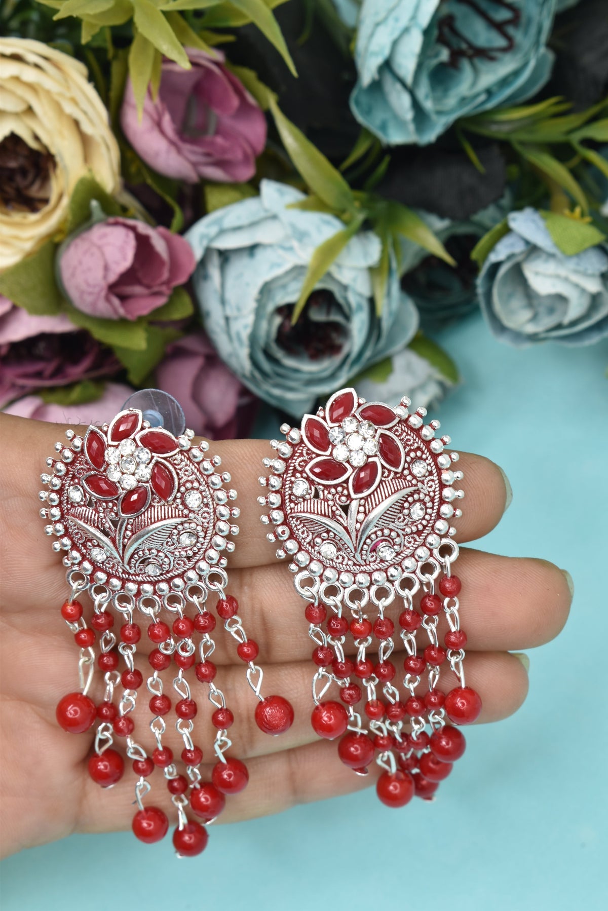 Earrings Jhumaki,Jumakas big,jhumkiyaan for women,Stylish partywear multicolored German silver earrings,big partywear bollywood style Earrings  