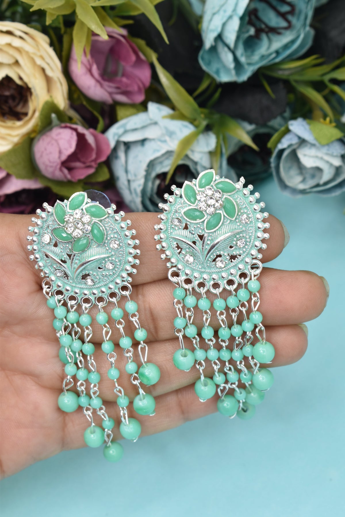 Earrings Jhumaki,Jumakas big,jhumkiyaan for women,Stylish partywear multicolored German silver earrings,big partywear bollywood style Earrings  