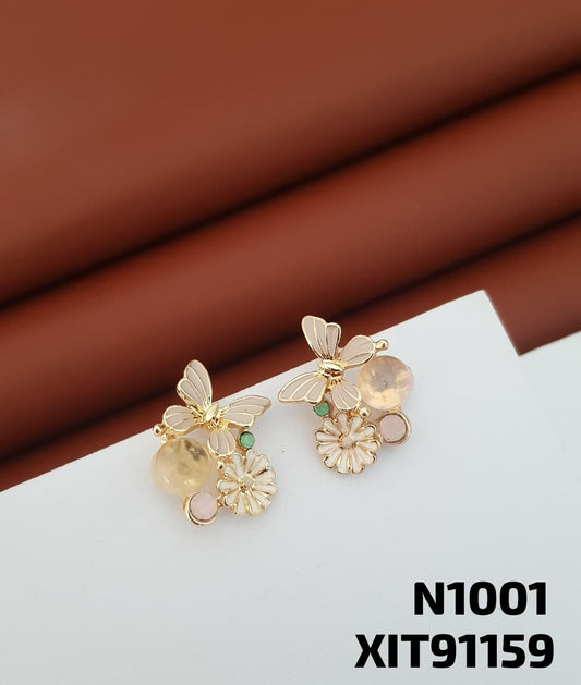 ANTI TARNISH ENAMEL BUTTERFLY THEME earrings STUD Tops GOLDEN