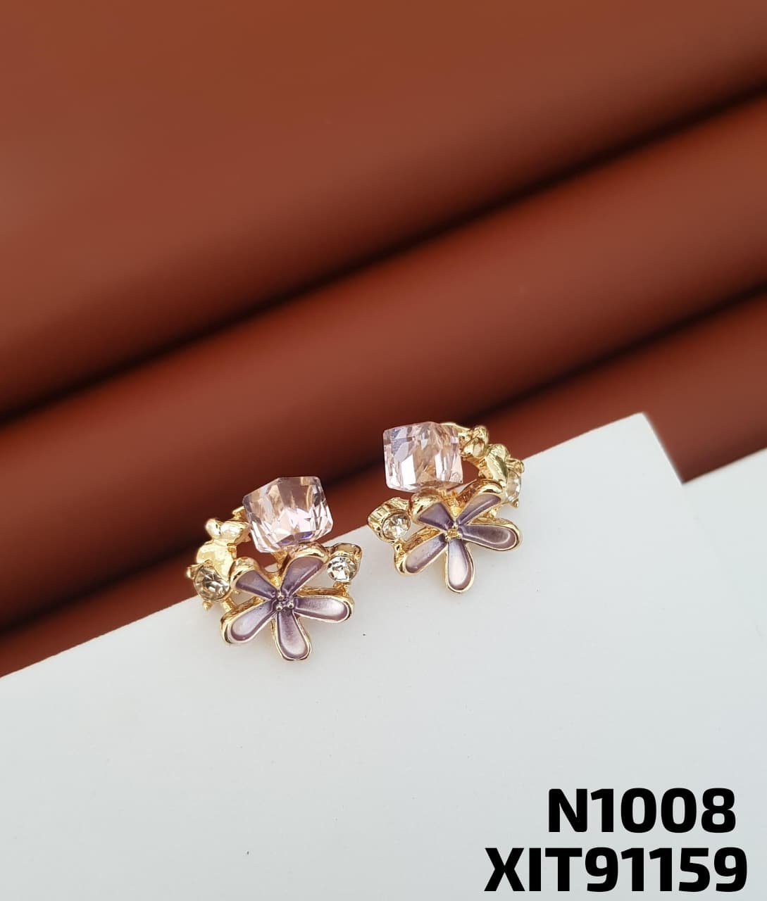 ANTI TARNISH ENAMEL earrings STUD Tops GOLDEN