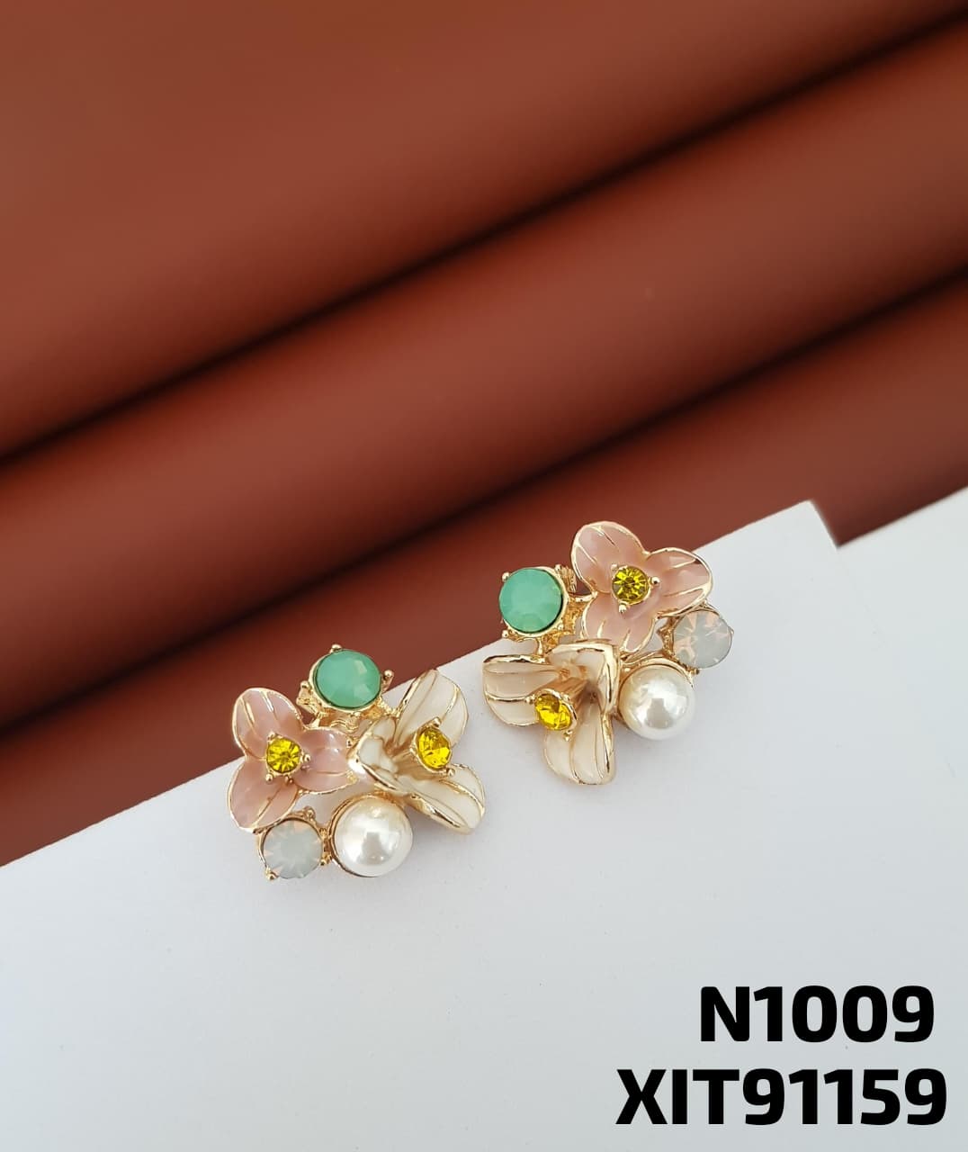 ANTI TARNISH ENAMEL earrings STUD Tops GOLDEN