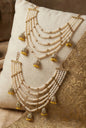 Traditional Pearl Ear Chain with Beaded Jhumki Drops, Multi-Layer Kaan Chain, Bridal Jewellery, Premium Gold Plated Indian Ethnic Hair to Ear Accessory for Wedding, Festive & Party-09