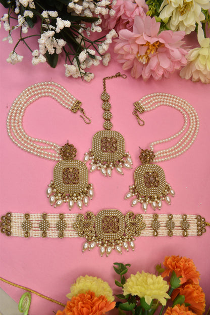 Heritage jewellery,choker necklace,trendy jewellery,latest designer jewellery set,pearl set,bridal necklace jhumkas,earrings,Bahubali earrings,indian jewellery,
