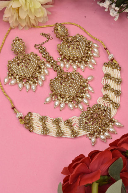 Heritage jewellery,choker necklace,trendy jewellery,latest designer jewellery set,pearl set,bridal necklace jhumkas,earrings,Bahubali earrings,indian jewellery,