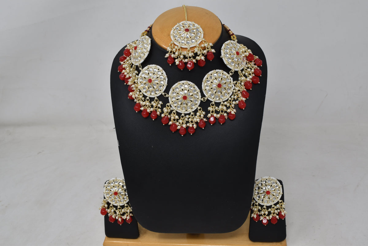 Antique design Minakari work Gold plated choker set neckpiece