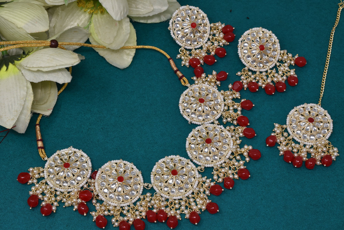 Antique design Minakari work Gold plated choker set neckpiece