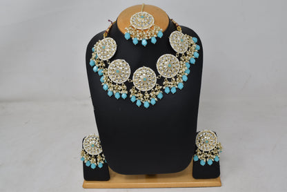Antique design Minakari work Gold plated choker set neckpiece