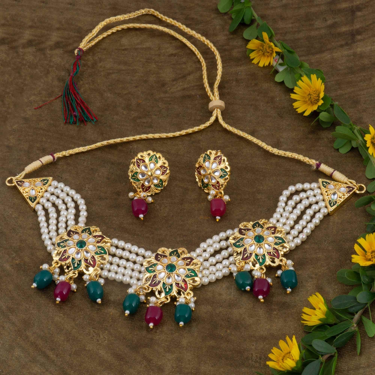 Royal Rajputi Moti Choker Chik Set