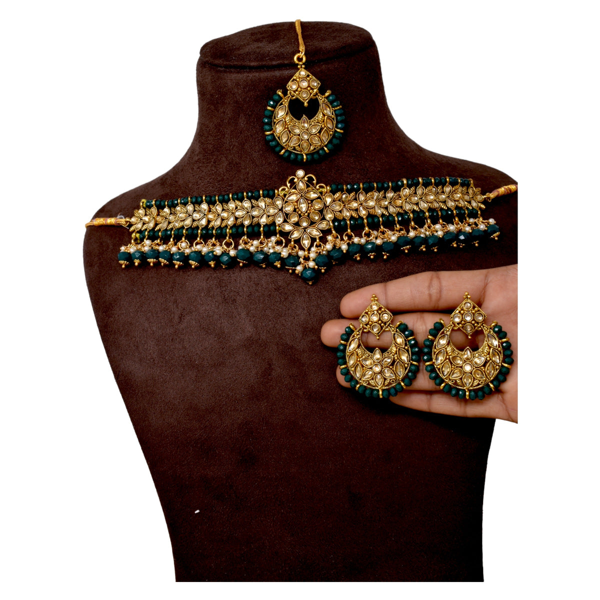 Antique design Minakari work Gold plated choker set neckpiece