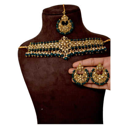 Antique design Minakari work Gold plated choker set neckpiece