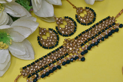 Antique design Minakari work Gold plated choker set neckpiece