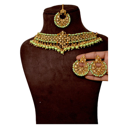 Antique design Minakari work Gold plated choker set neckpiece