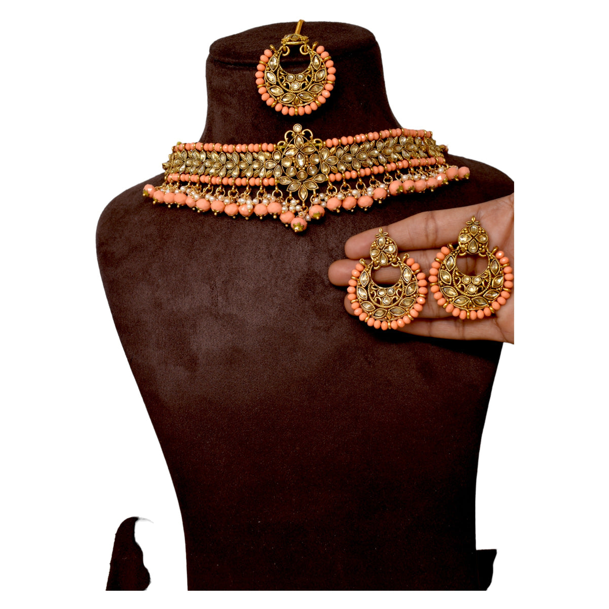 Antique design Minakari work Gold plated choker set neckpiece
