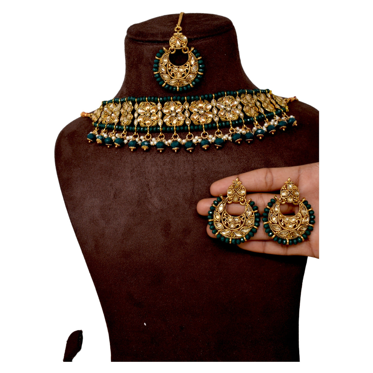 Antique design Minakari work Gold plated choker set neckpiece