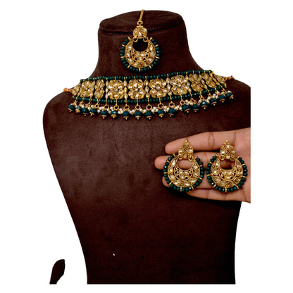 Antique design Minakari work Gold plated choker set neckpiece
