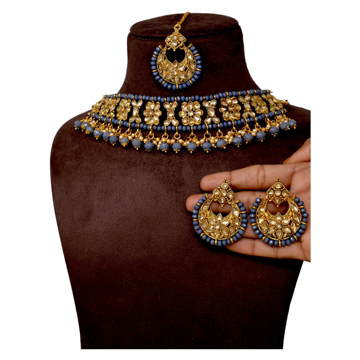 Antique design Minakari work Gold plated choker set neckpiece