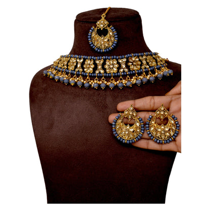 Antique design Minakari work Gold plated choker set neckpiece