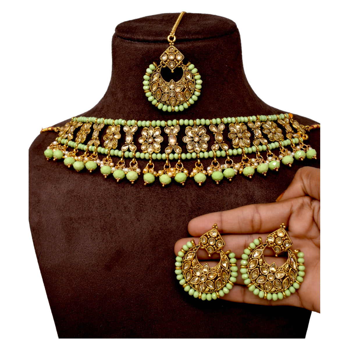 Antique design Minakari work Gold plated choker set neckpiece