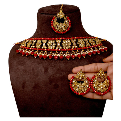 Antique design Minakari work Gold plated choker set neckpiece