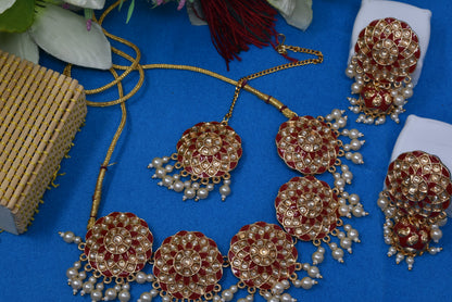Antique design Minakari work Gold plated choker set neckpiece