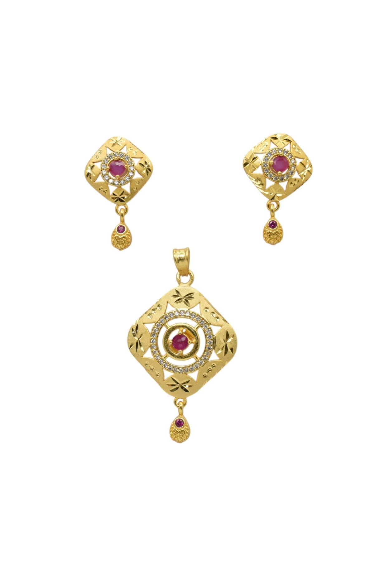 Luxury Gold-Plated Micro Brass Pendant & Earring Set â€“ Designer Touch
