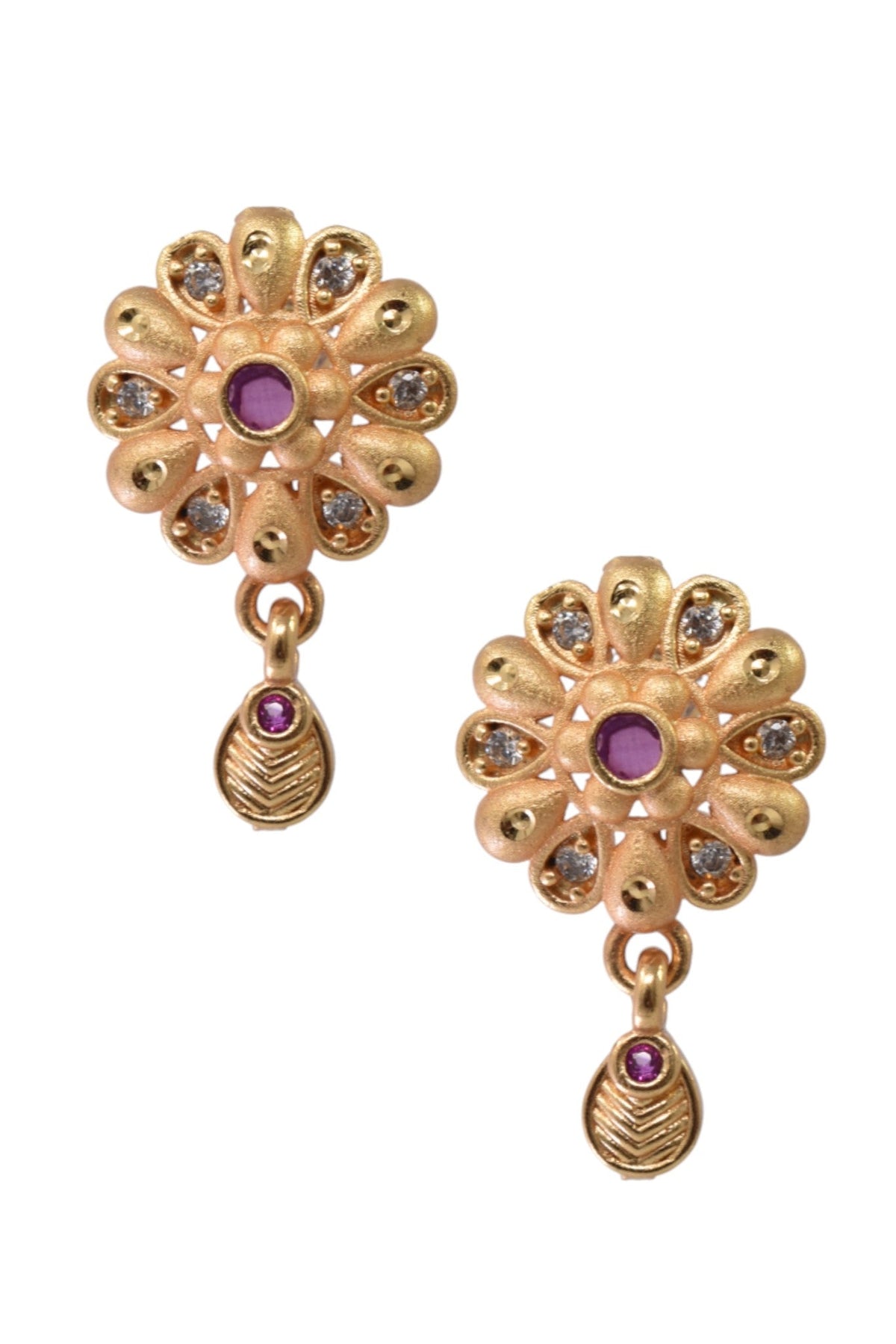 Gold Plated Stone Studded Pendant Necklace with Pink Center Accent for Women, Lightweight Party Jewellery for Festive, Wedding, Evening and Daily Styling with Premium Finish Chain-01