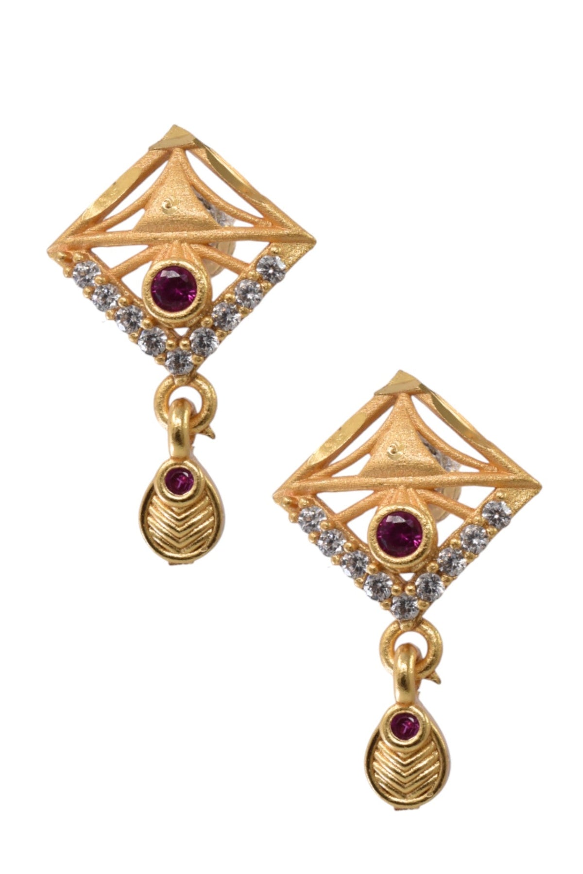 Gold Plated Stone Studded Pendant Necklace with Pink Center Accent for Women, Lightweight Party Jewellery for Festive, Wedding, Evening and Daily Styling with Premium Finish Chain-02