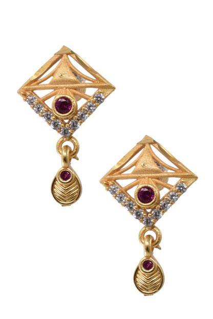 Gold Plated Stone Studded Pendant Necklace with Pink Center Accent for Women, Lightweight Party Jewellery for Festive, Wedding, Evening and Daily Styling with Premium Finish Chain-02