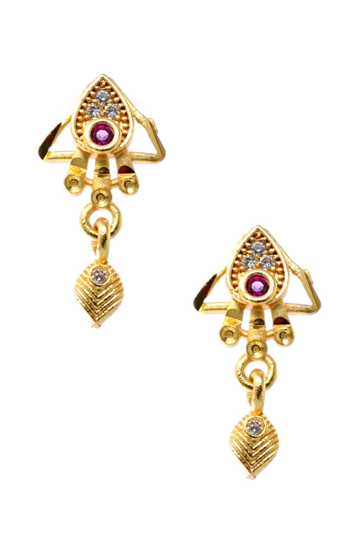 Gold Plated Stone Studded Pendant Necklace with Pink Center Accent for Women, Lightweight Party Jewellery for Festive, Wedding, Evening and Daily Styling with Premium Finish Chain-06