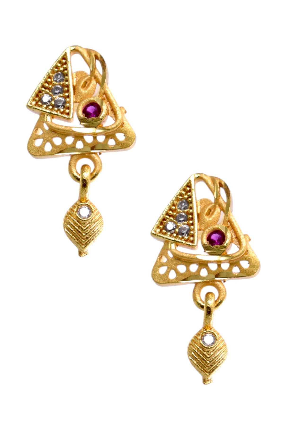 Gold Plated Stone Studded Pendant Necklace with Pink Center Accent for Women, Lightweight Party Jewellery for Festive, Wedding, Evening and Daily Styling with Premium Finish Chain-07
