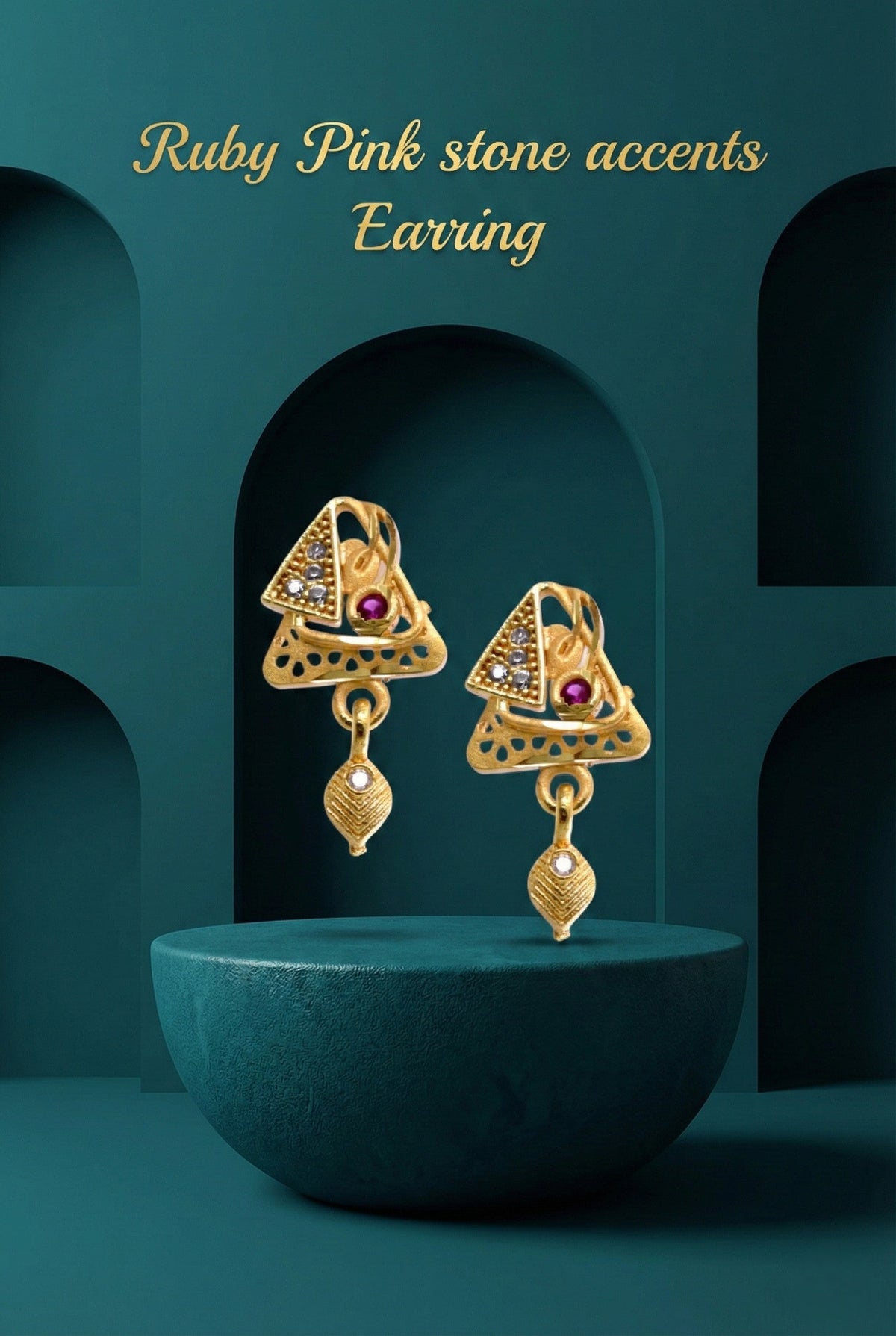 Gold Plated Stone Studded Pendant Necklace with Pink Center Accent for Women, Lightweight Party Jewellery for Festive, Wedding, Evening and Daily Styling with Premium Finish Chain-07