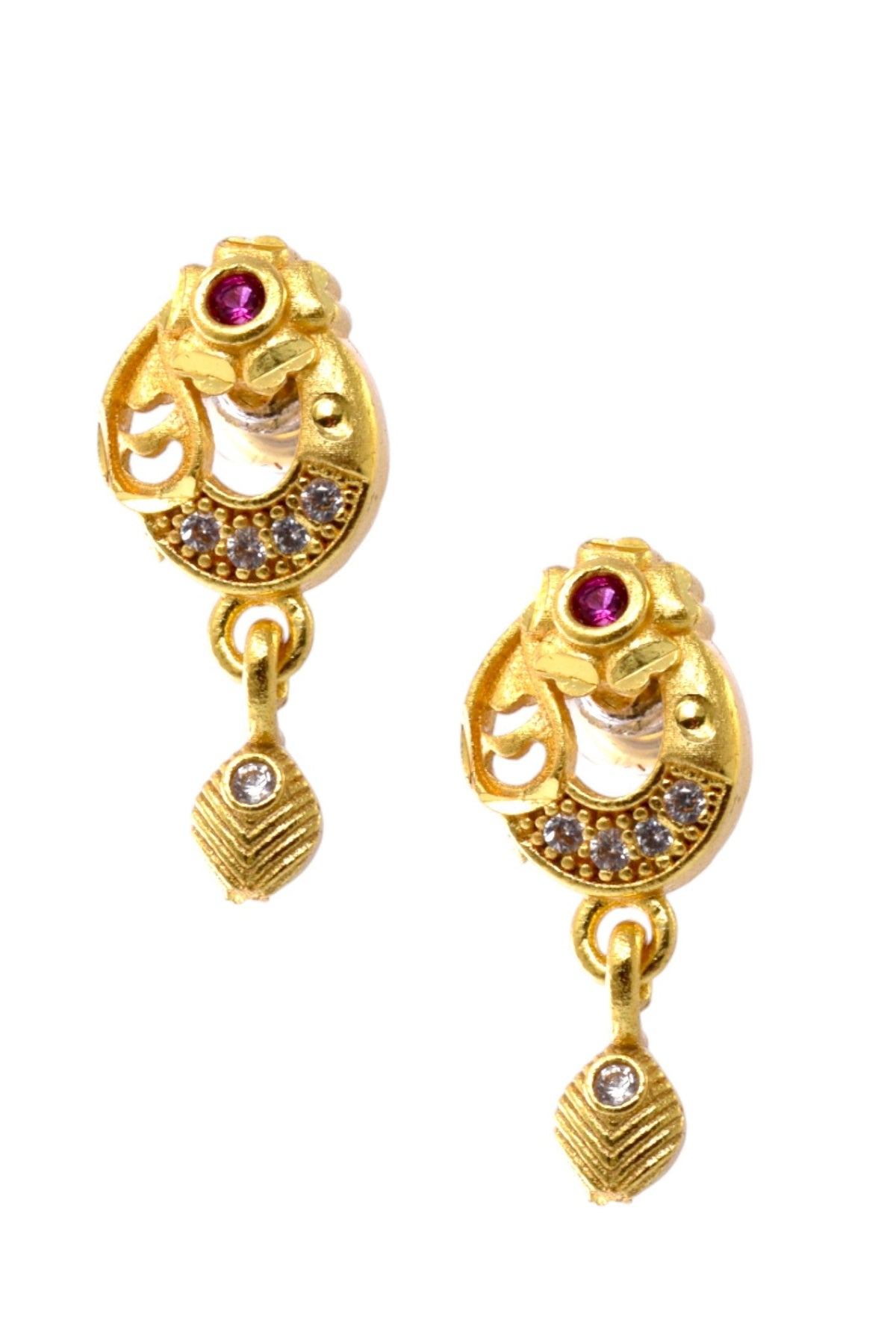 Gold Plated Stone Studded Pendant Necklace with Pink Center Accent for Women, Lightweight Party Jewellery for Festive, Wedding, Evening and Daily Styling with Premium Finish Chain-02