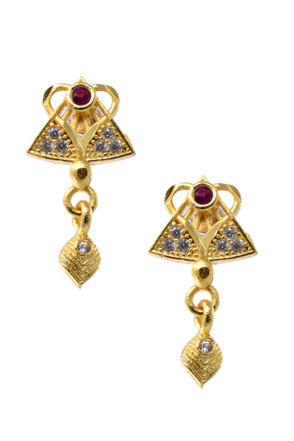 Gold Plated Stone Studded Pendant Necklace with Pink Center Accent for Women, Lightweight Party Jewellery for Festive, Wedding, Evening and Daily Styling with Premium Finish Chain-09