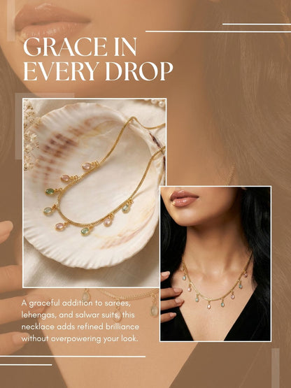 Luxury Multilayer Pearl chain maala  with Gemstone Detailing