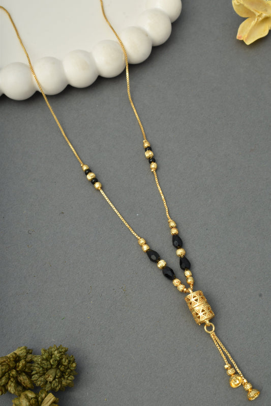 Gold-Toned Stone Studded Mangalsutra Necklace for Women