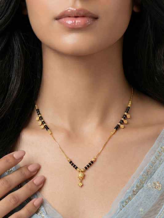 Gold-Toned Stone Studded Mangalsutra Necklace for Women