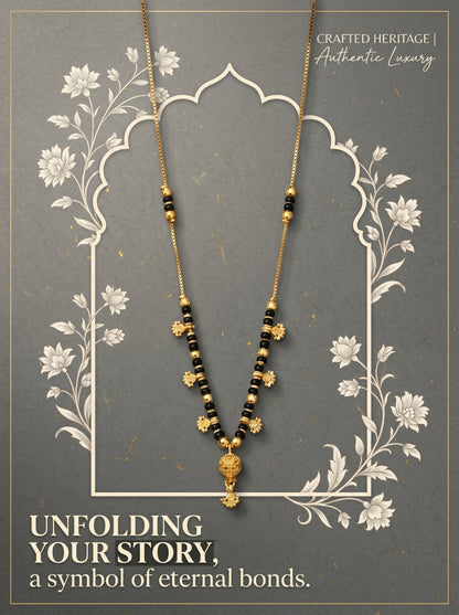 Gold-Toned Stone Studded Mangalsutra Necklace for Women