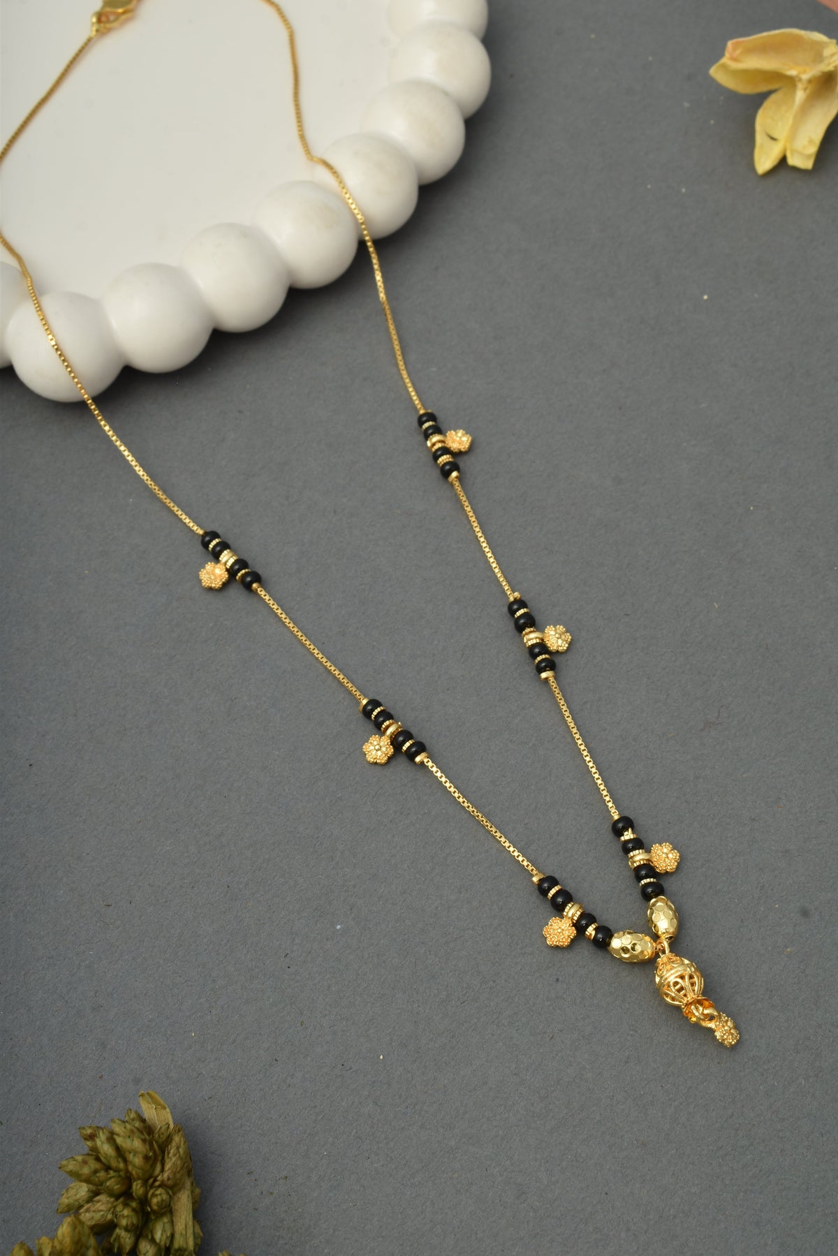 Gold-Toned Stone Studded Mangalsutra Necklace for Women