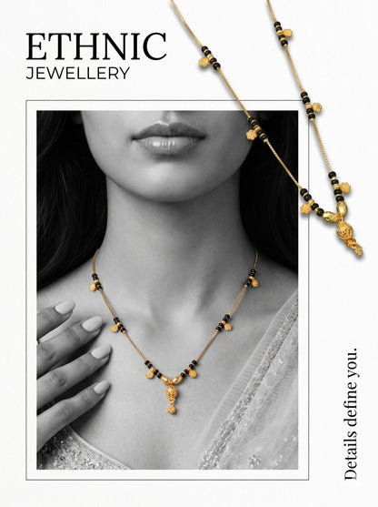 Gold-Toned Stone Studded Mangalsutra Necklace for Women