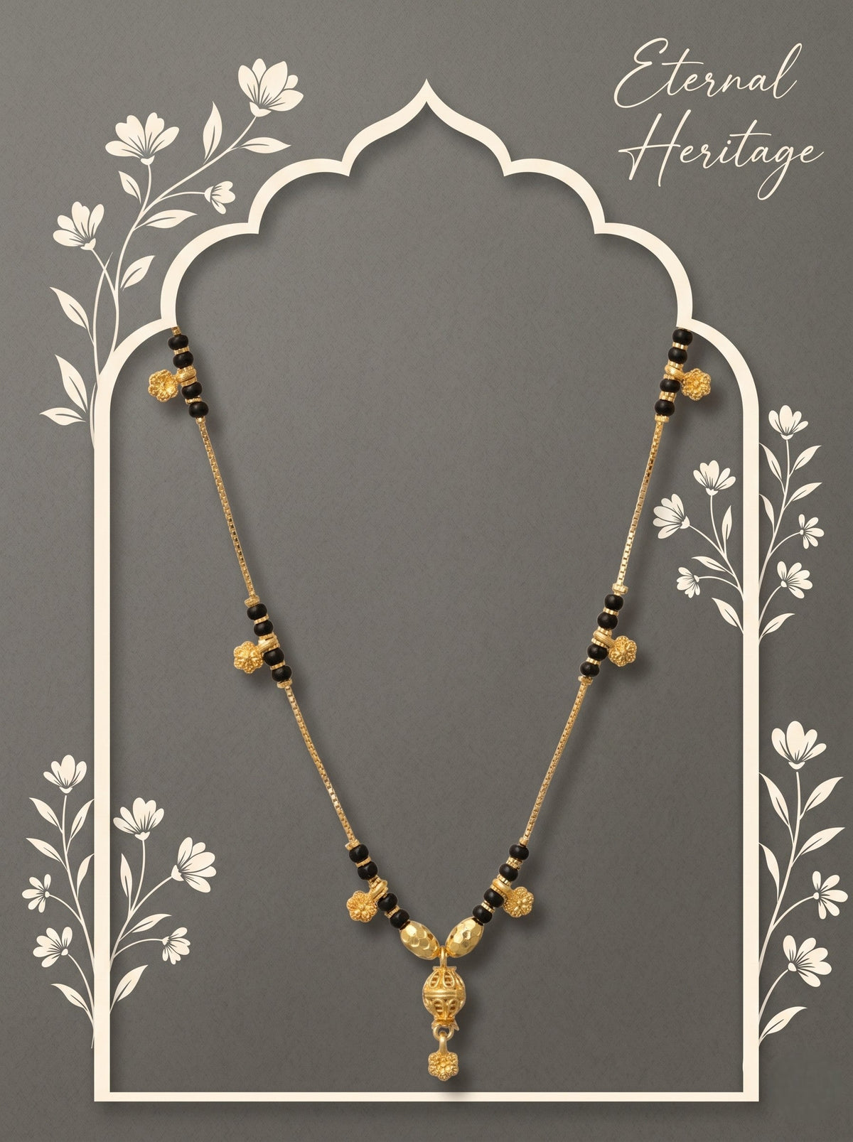 Gold-Toned Stone Studded Mangalsutra Necklace for Women