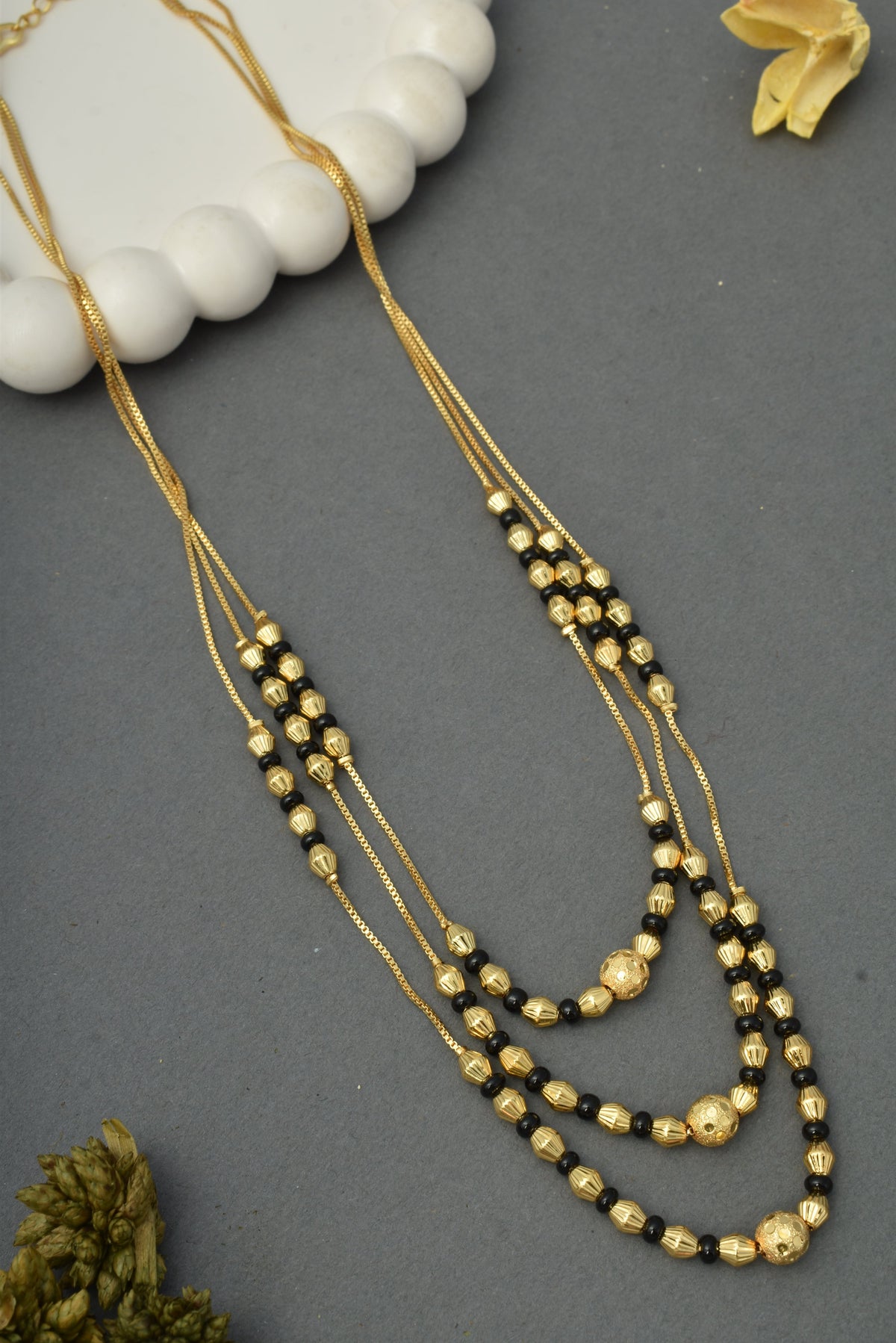 Gold-Toned Stone Studded Mangalsutra Necklace for Women